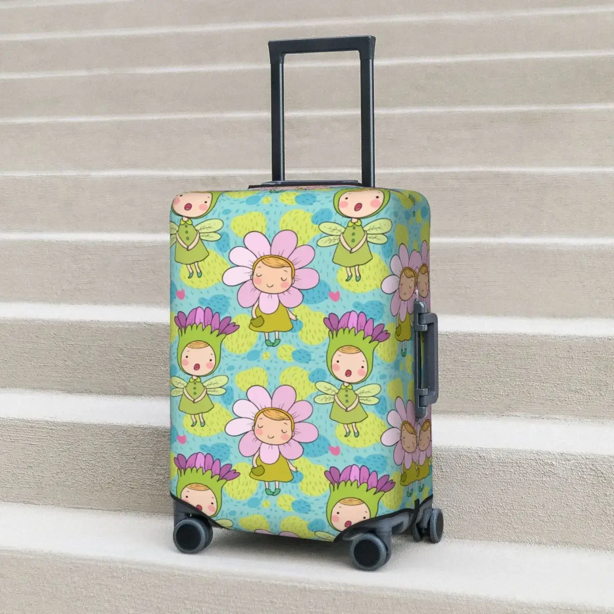 Flower Fairies Suitcase Cover Cute Fairytale Cartoon Vacation Travel Strectch Luggage Supplies Protector