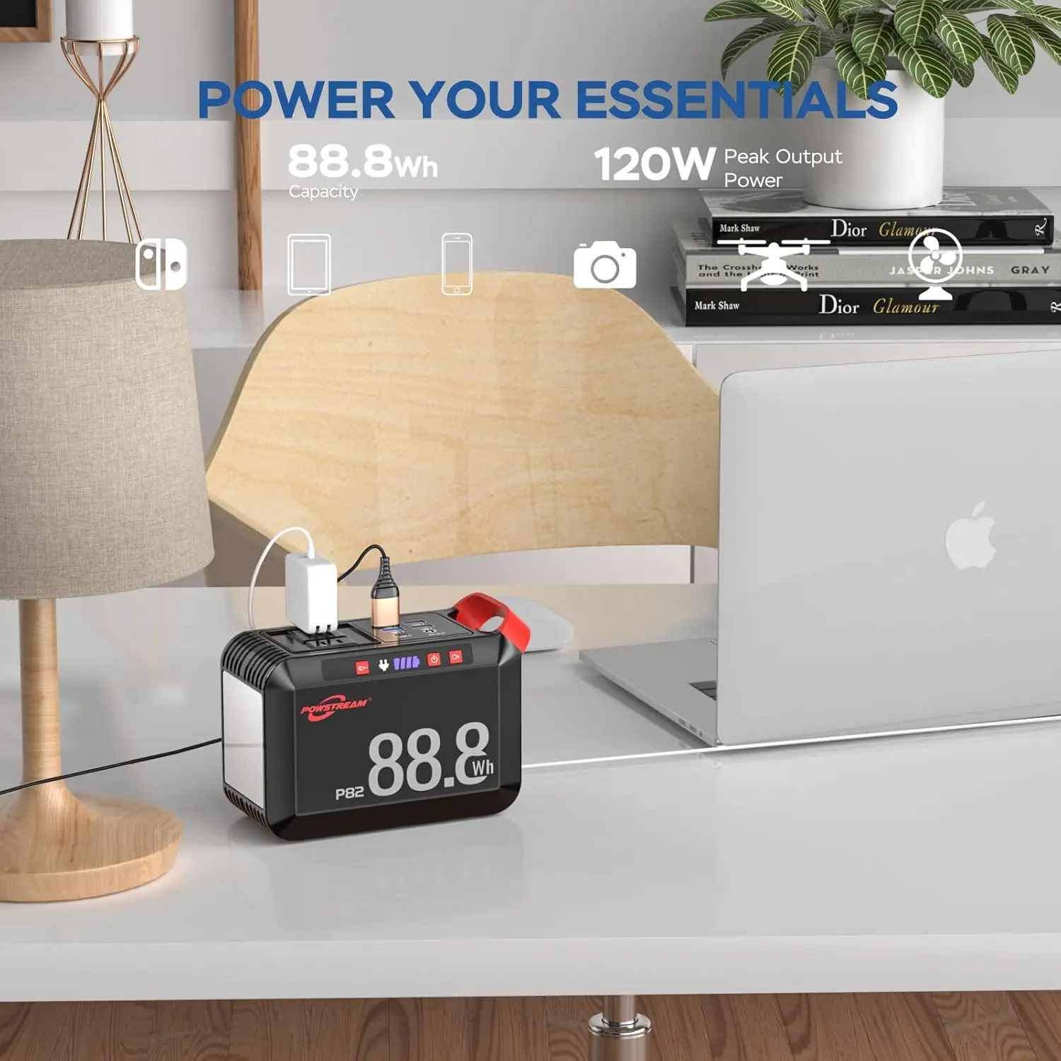 ar Generator 88.8Wh Portable Power Station With Solar Panel Included, Lithium Ion Battery Power Bank With Ac Usb Output For