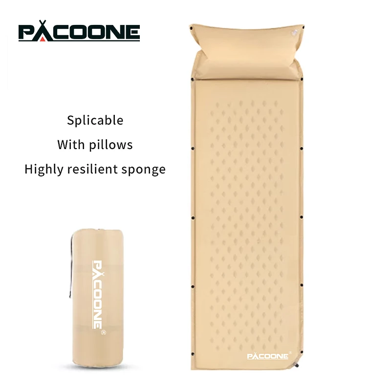 

PACOONE Self Inflatable Mattress Outdoor Tent Camping Mattress Inflatable Mattress Splice Outdoor Travel Mattress with Pillow ﻿