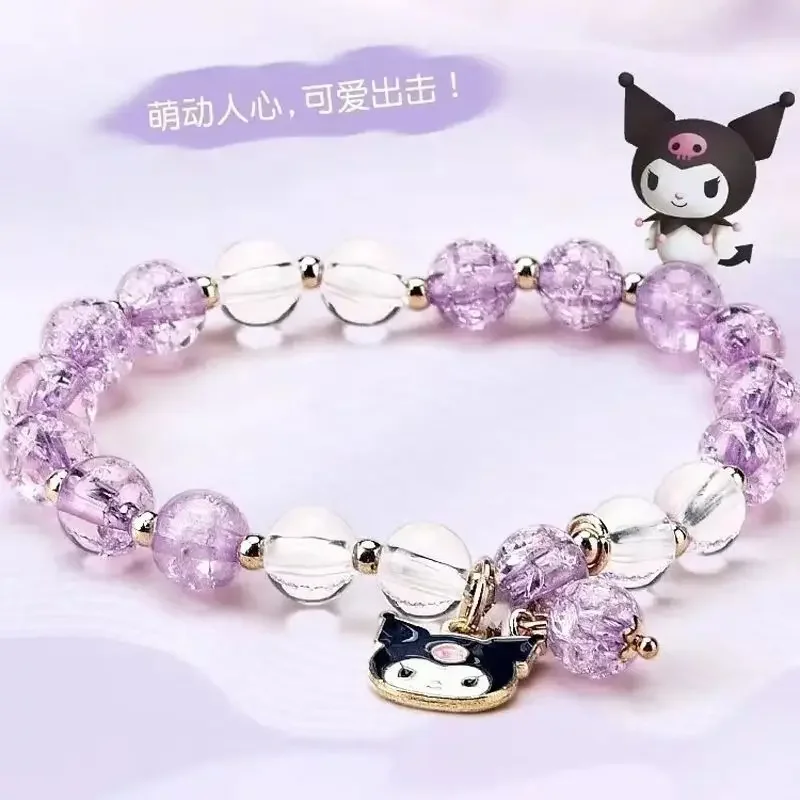 Sanrio Kuromi My melody children and girls fashionable and versatile sweet bestie beaded cartoon bracelet jewelry birthday gift