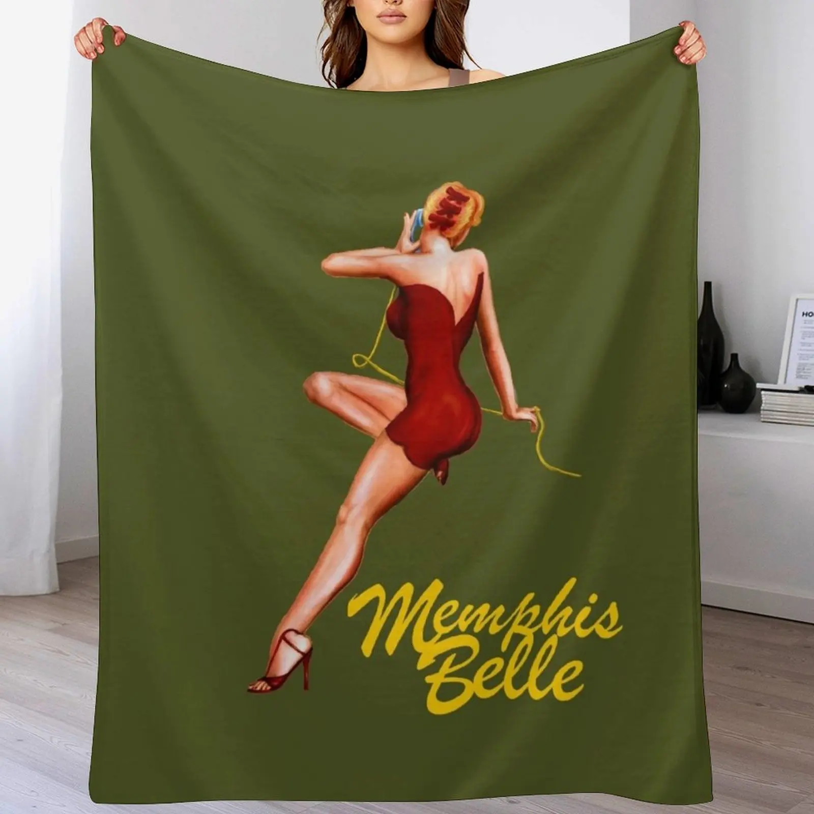 

Memphis Belle Throw Blanket Vintage Plaid on the sofa Sofa Throw Furrys Blankets