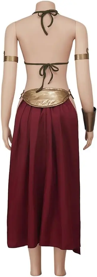 재고 있음 슬레이브 프린세스 레이아 코스프레 의상 캐리 피셔 레이아 섹시 브라 쇼츠 스커트 수트 할로윈 카니발 의상