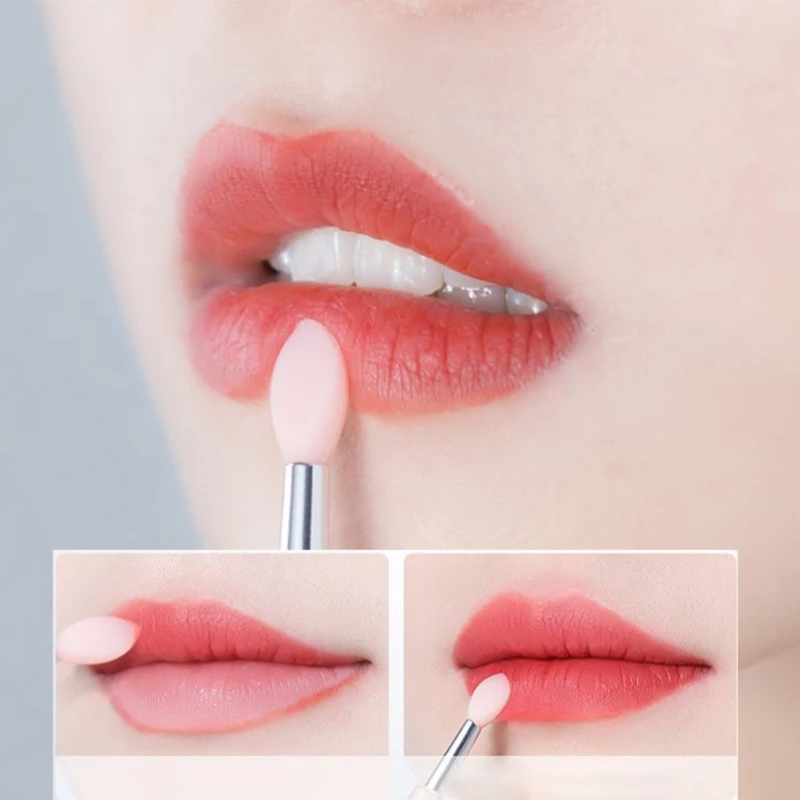 1pc portátil silicone escova labial com capa macio multifuncional aplicador de bálsamo labial batom lipgloss sombra pincéis de maquiagem