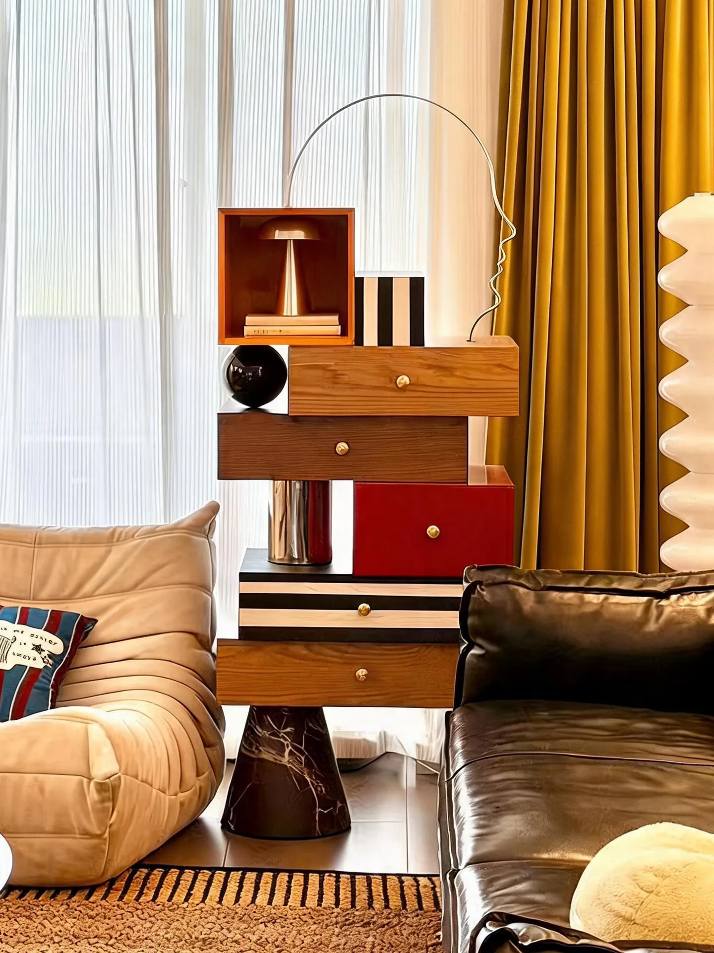 Five-drawer cabinet, dopamine chest, designer bedroom floor-standing sideboard, art decoration cabinet