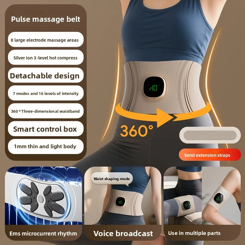 2025 جديد كامل حرق الجمال الملاكم EMS مايكرو الحالي نبض صوت مدلك ذكي ساخنة حزام تدليك مدلك البطن