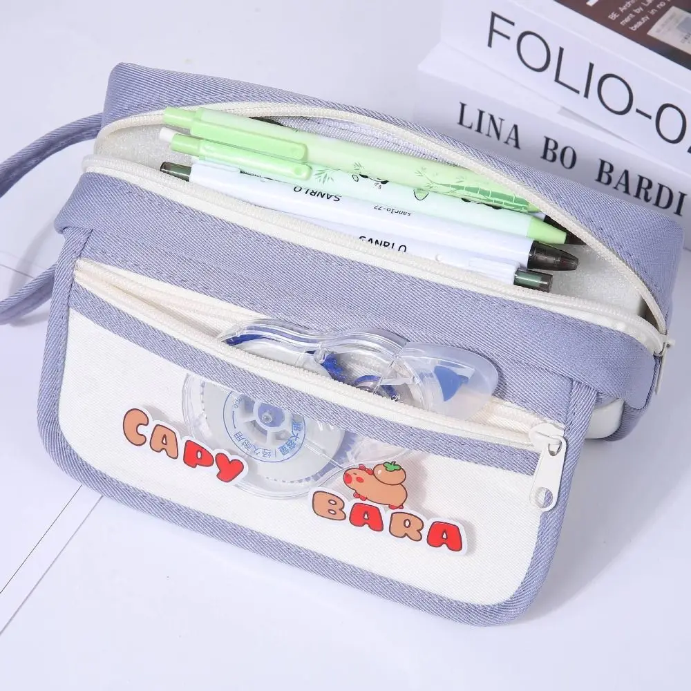 New Large Capacity Capybara Pencil Case High Appearance Level Cute Pen Bag Visible Stationery for Students