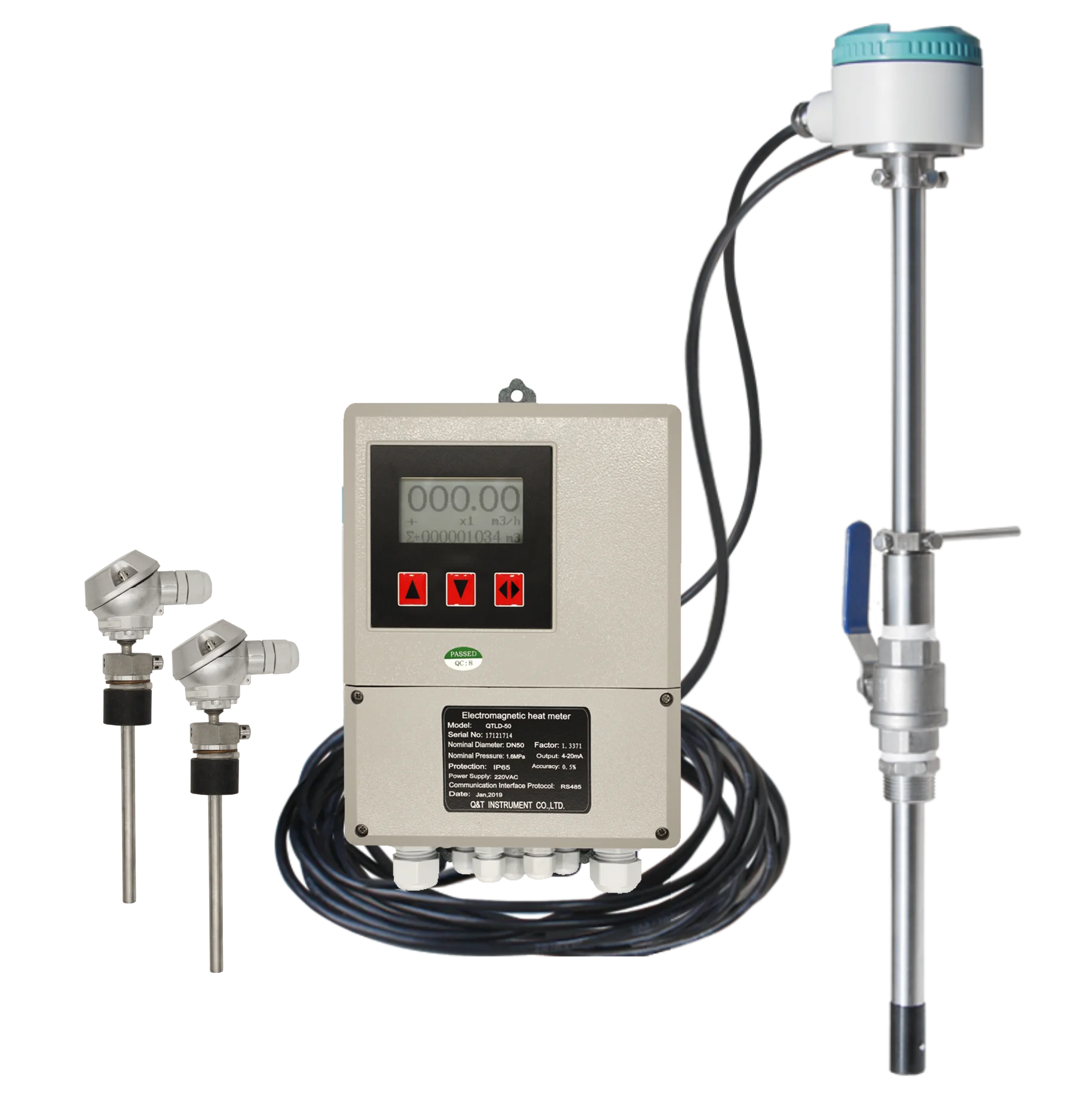 

Insert Type Magnetic Heat Meter with PT1000 Temperature Sensor PEEK Probe Insert Version Electromagnetic Flow Meter
