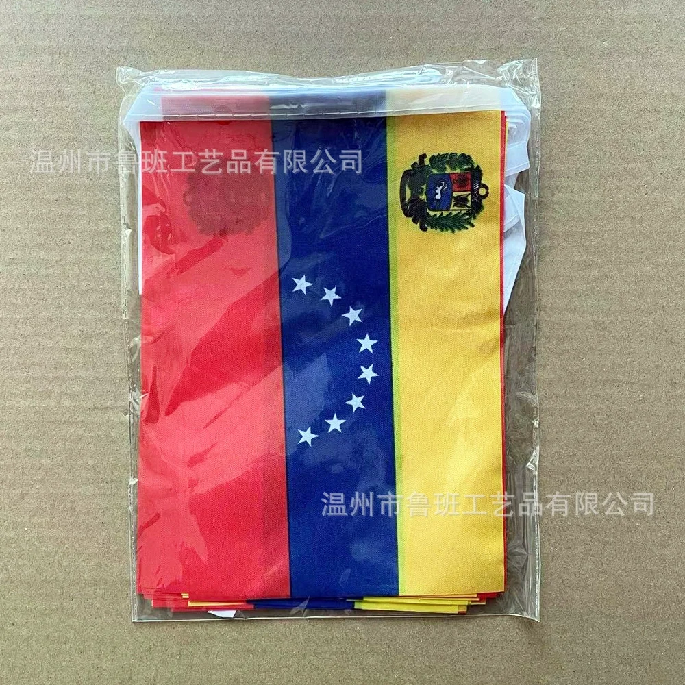 （TIKI FLAG）20pcs/lot Venezuela bunting flags 14x21cm Pennant Venezuela String Banner Festival Party Holiday for decoration