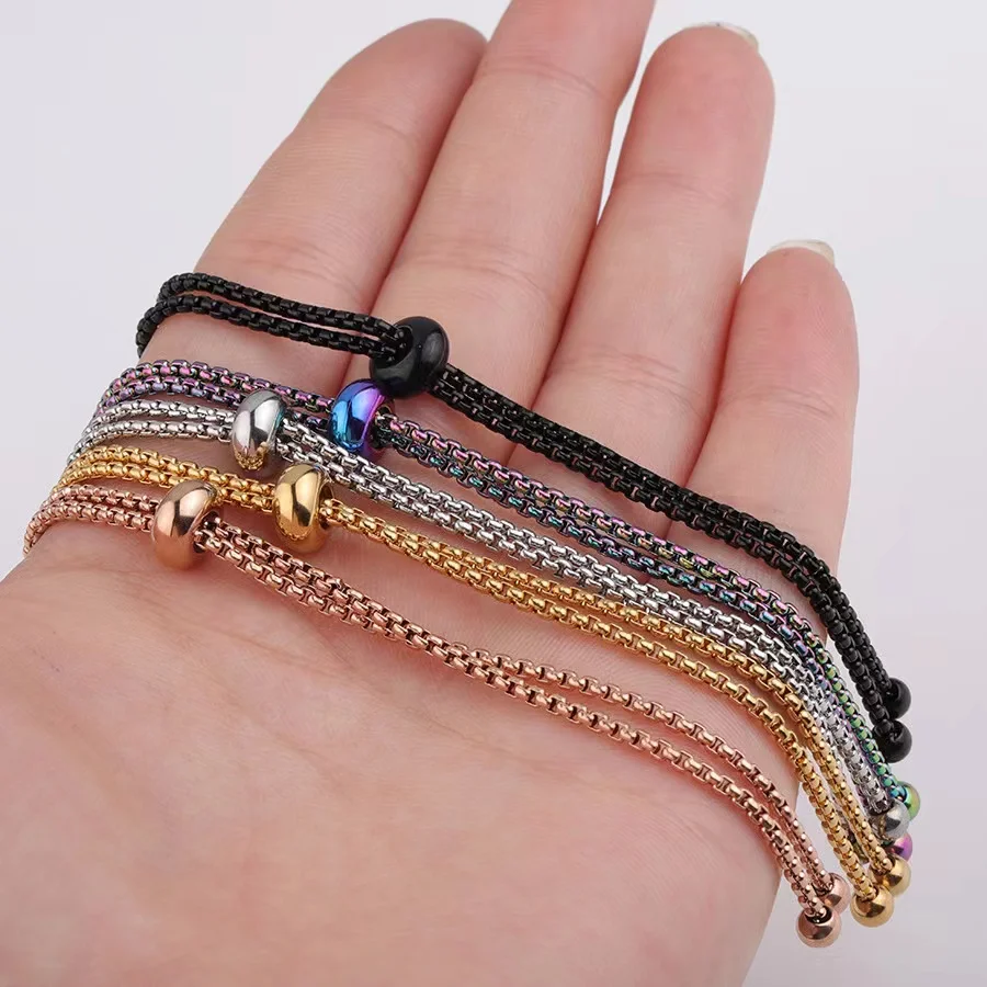 

10Pcs/Lot 11.5*1.8mm Adjustable Stainless Steel Box Chain Slider Extender Chain For Bracelet DIY Jewelry