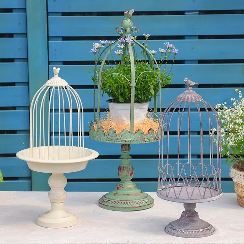 Temu cross-border retro wrought iron butterfly seat flower pot balcony decoration ornament outdoor garden rack flower pot