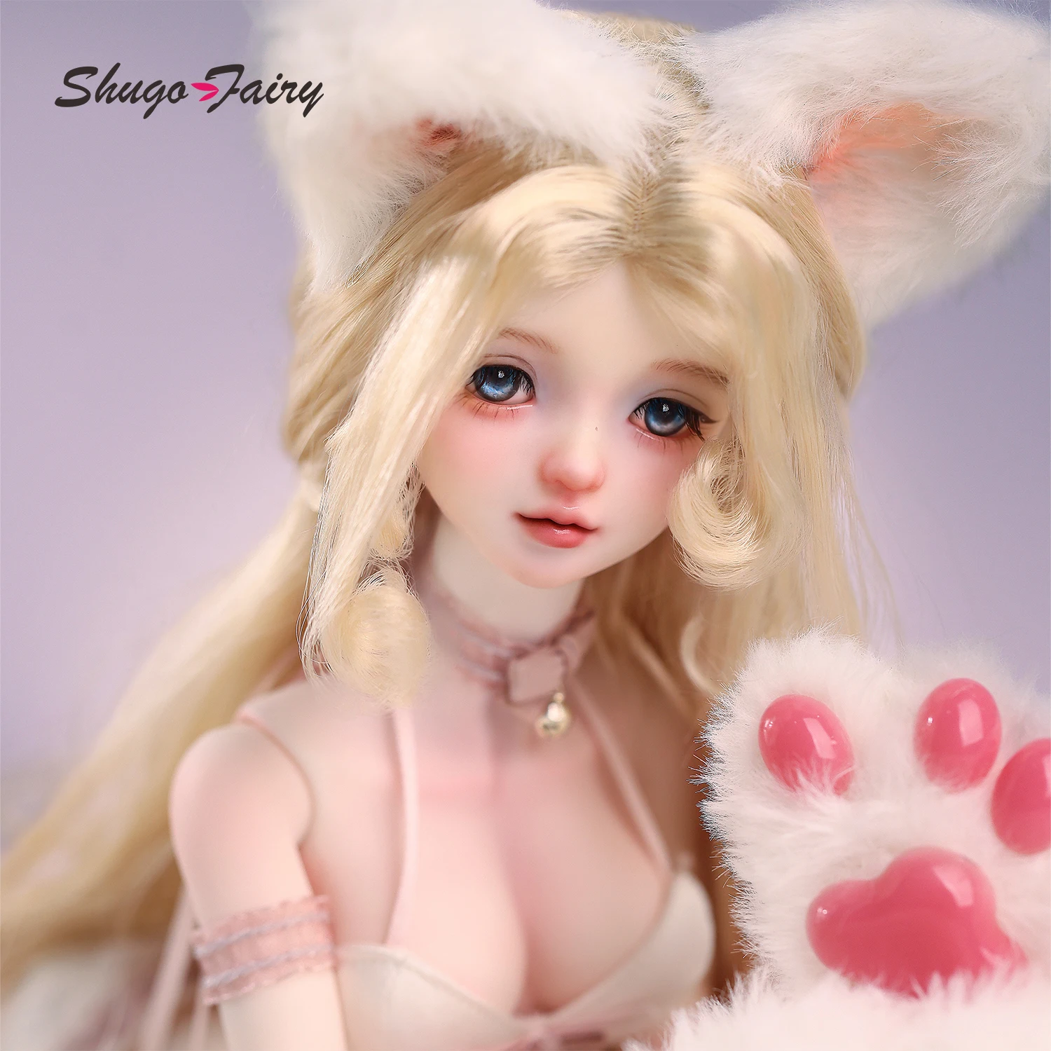 

BJD Doll 1/4 Unana Full Set Curvy Body Cute Face Anime Figure with Kitten Outfit & Cat Ears Shuga Fairy Lingerie Show