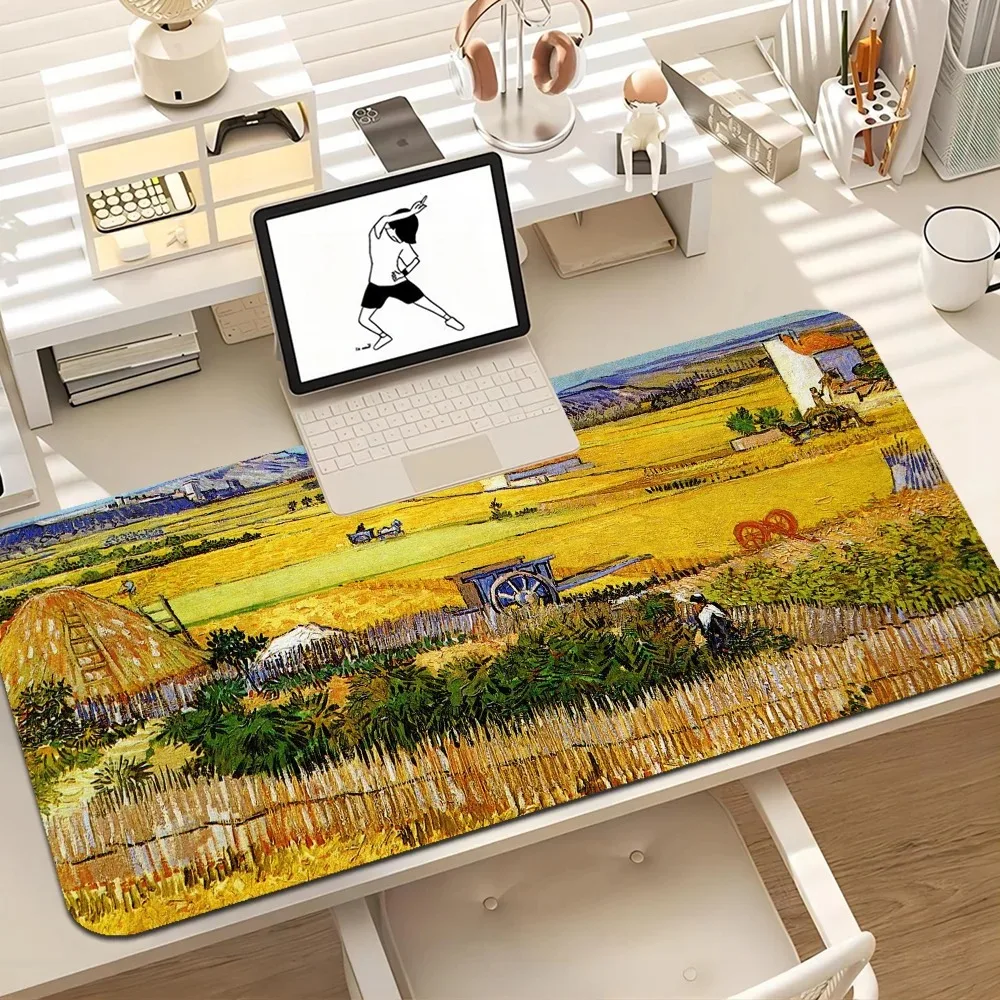 Oil painting Rubber Mouse Pad XXL Keyboard Table Mat Students Gamer Desktop Accessories Mausepad Gaming Cushion Multiple Sizes