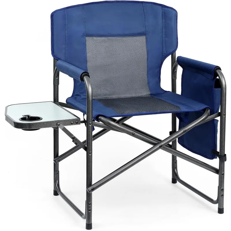 Camping Chairs for Adults, Heavy Duty Camping Chairs with Side Table, Lawn Chairs with Side Pockets Carry Straps