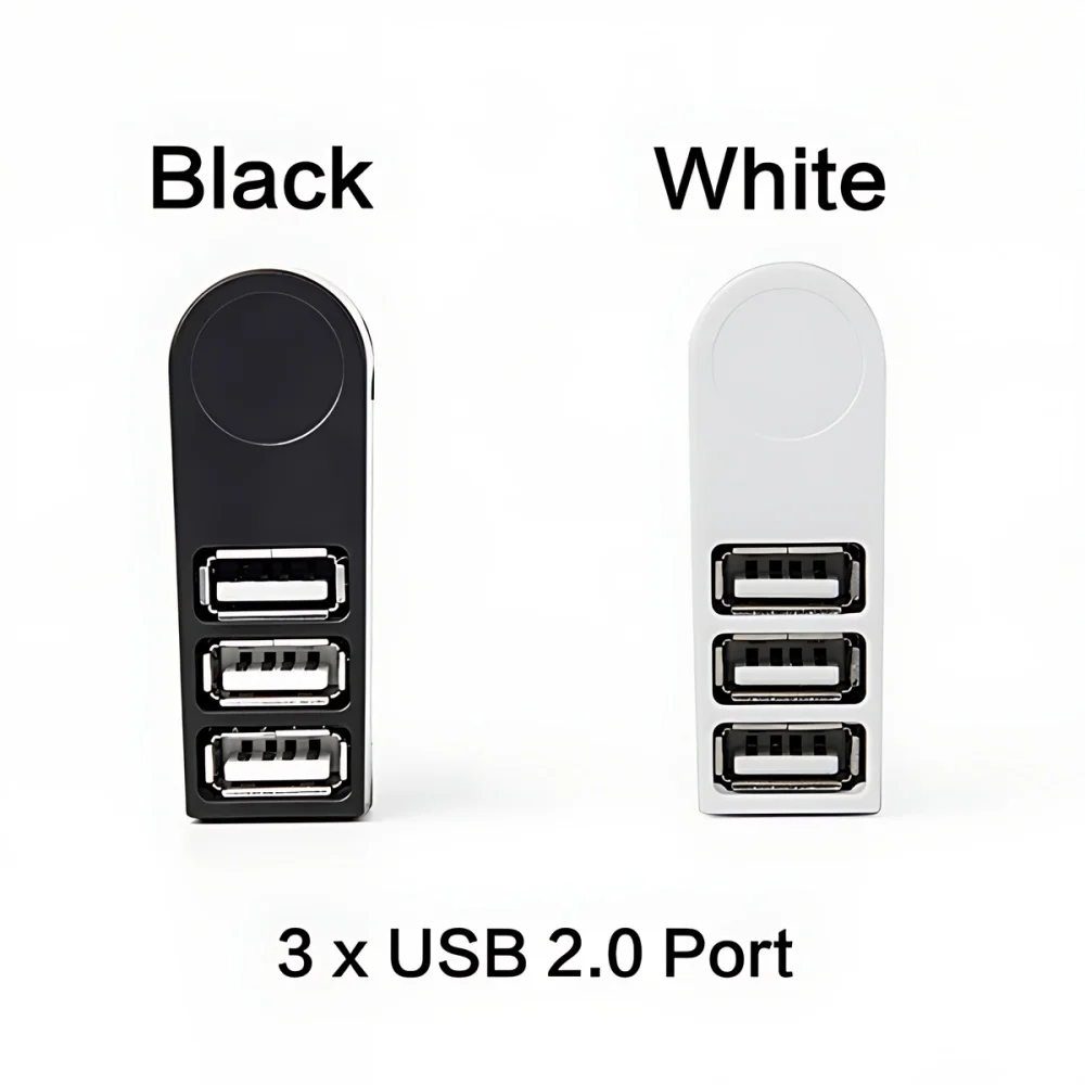 1PC Expanding for Laptop Rotate Hub Black USB Mini Adapter 3 Ports Splitter Suitable for Laptop Desktop Computers