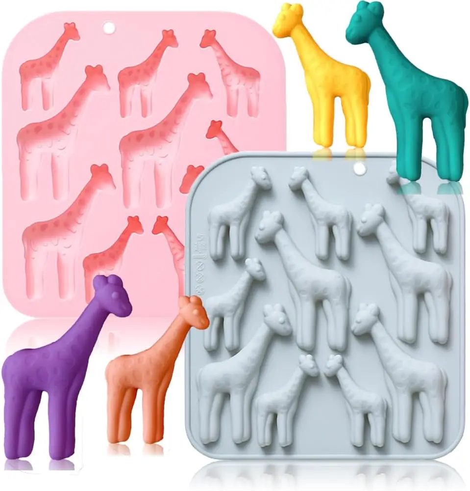 

10 Cavity Giraffe Shape Silicone Chocolate Molds, Baptism Cake Decorations Silicone Polymer Clay Candy Chocolate Gum Paste Mold