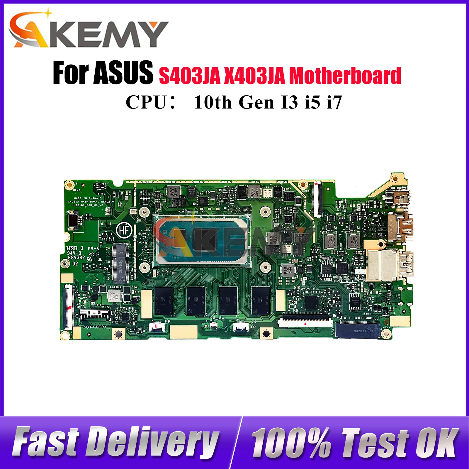 

X403JA Материнская плата для ноутбука ASUS VivoBook X403JA X403J S403JA Материнская плата для ноутбука с 10-го поколения I3 i5 i7 tests ОК быстрая доставка