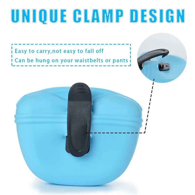 حقيبة تغذية الحيوانات الأليفة في الهواء الطلق التدريب الكلب الغذاء جيب المحمولة سيليكون الحيوانات الأليفة وجبة خفيفة الحقيبة في الهواء الطلق المشي الكلب معلقة نمط الخصر