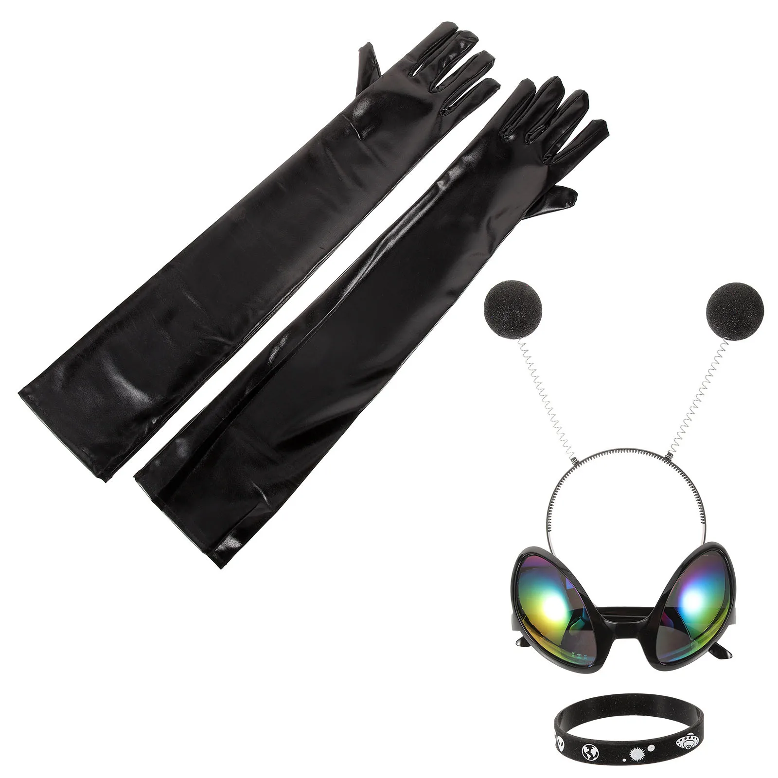 1 مجموعة 1 مجموعة زي الملحقات هوائي عقال مضحك النظارات الشمسية قفازات لمهرجان تأثيري ارتداء الدعائم المحمولة خفيفة الوزن #4