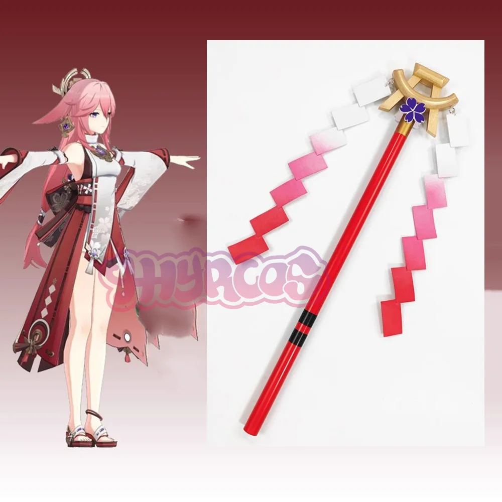 Conjunto de accesorios de cosplay de Yae Miko, bastón de sacerdotisa de Genshin Impact, accesorio de Kagura's Verity, regalo de Halloween para mujeres