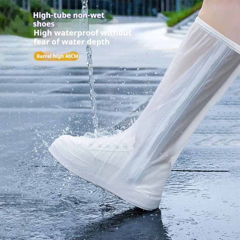

2025 New High tube Waterproof Shoe Covers with Zipper,anti slip, thickened,wear-resistant Overshoes Reusable Shoes Protector