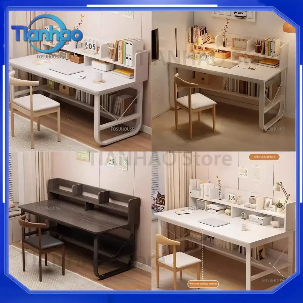 Multi-functional Reading Desk for Bedroom Student Use Modern Simple Computer Desk with Integrated Bookshelf Home Workbench