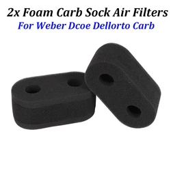 2x Black Foam Carb Sock Air Filters Double Trumpets For Weber Dcoe Dellorto Jenvey Carburetor