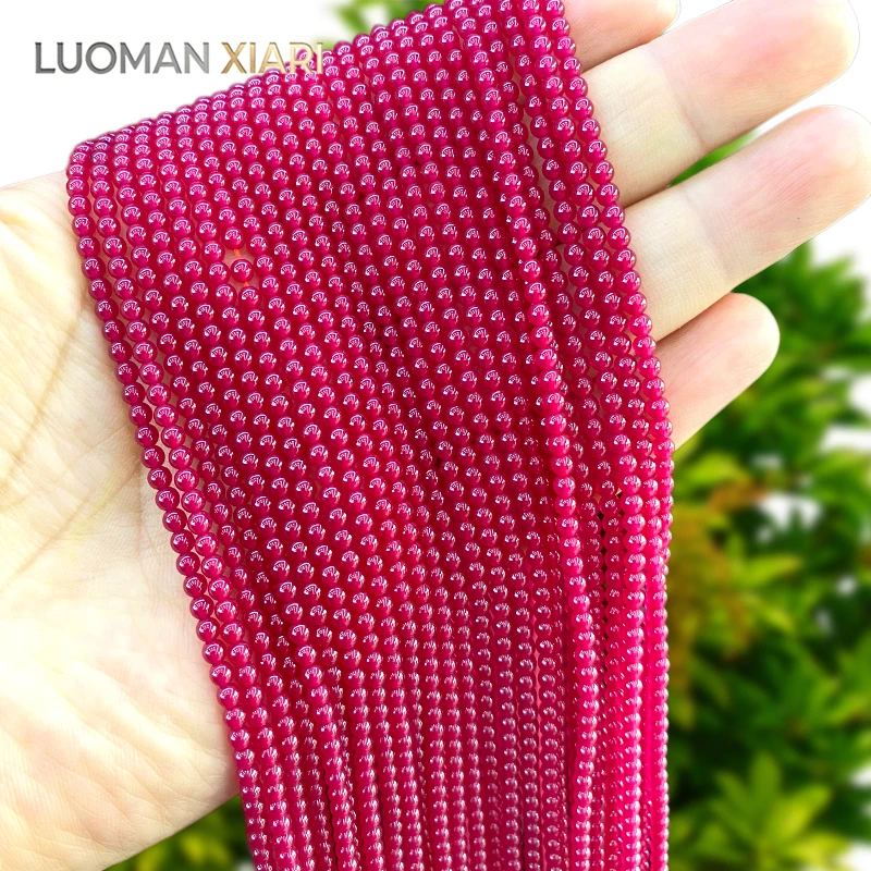 3mm Round Lab Grown Red Corundum Ruby Loose Spacer Beads for Jewelry Making Diy Necklace Bracelets Charms Accessories 15''