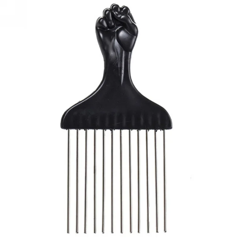 Professional Salon Use Black Metal African Pick Comb Combs Insert Hair Pick Comb Wide Teeth Fork Hair Curly Brush Comb image 2