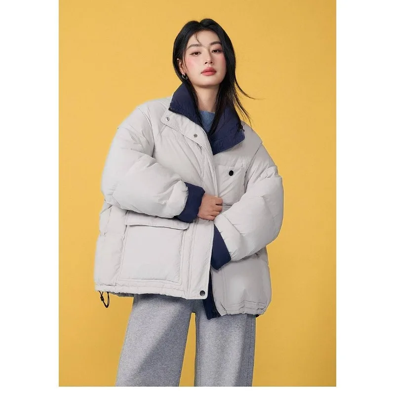 Women's Clothing Winter Down Cotton Coats Warm New Loose Fit Casual Versatile Cotton Coat Fashion Patchwork Windproof Outerwear