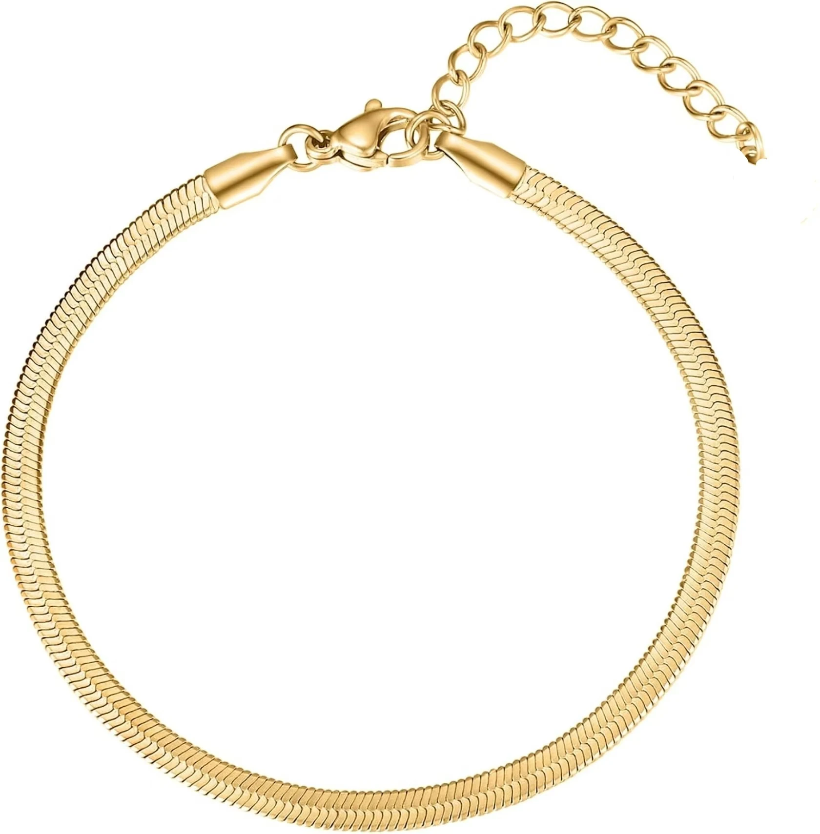 Kız çocuk bilekliği yılan kemiği zinciri paslanmaz çelik kız çocuk bilekliği 18 ayar altın ve pembe altın gümüş geniş bıçakla kaplanmış