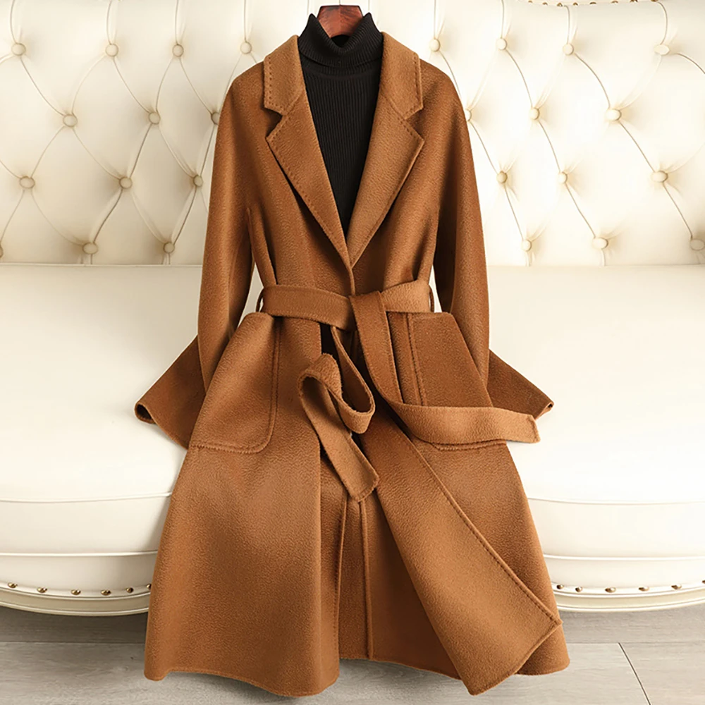 

Handmade Custom Women's Cashmere Coat Loose Fit Comfortable Soft Long Wrap Wool Fashion Elegant For Females