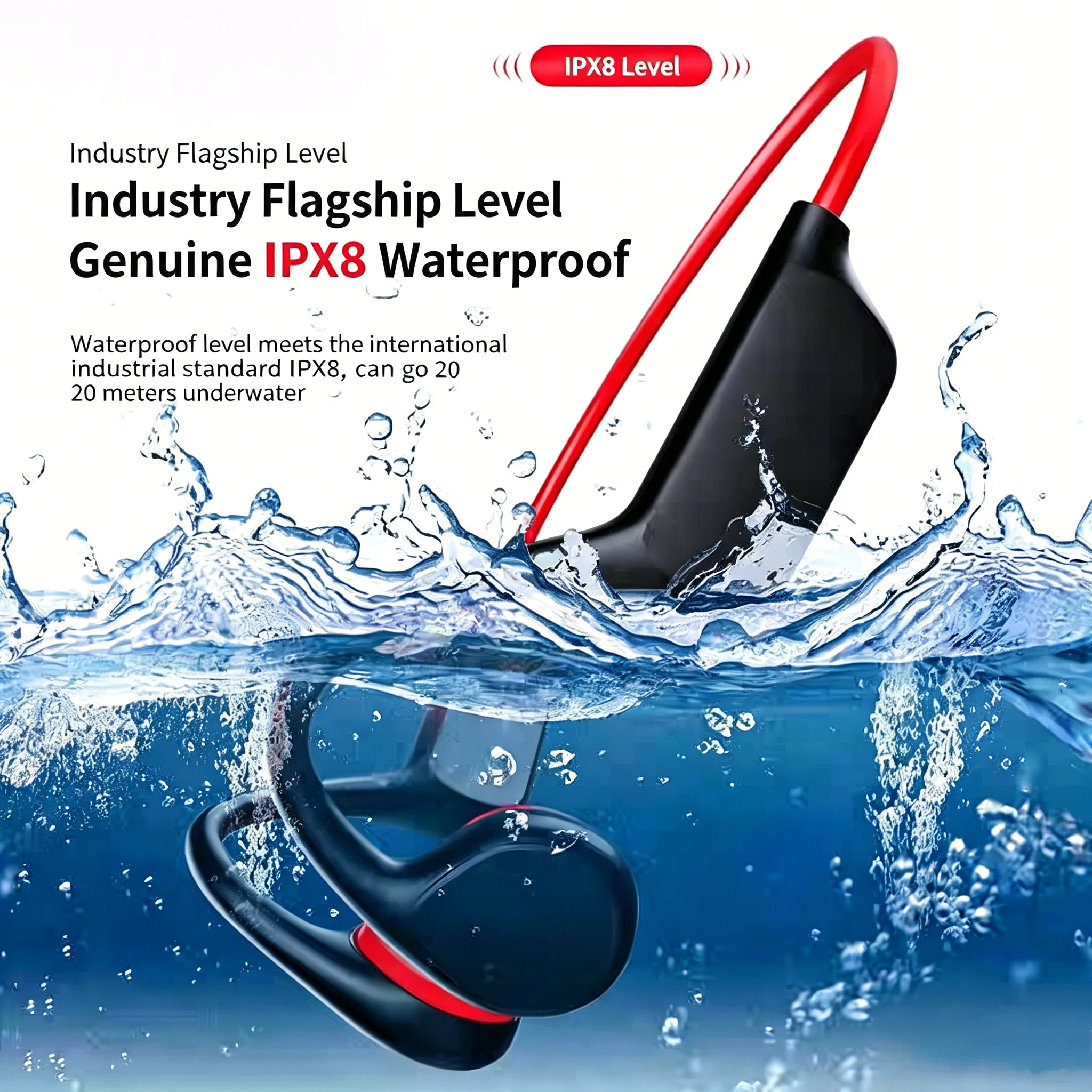 NEW IPX8 Bone Conduction Headphones Wireless Waterproof Swimming Sports Headset Bluetooth 5.4 With Mic For Exercise Fitness