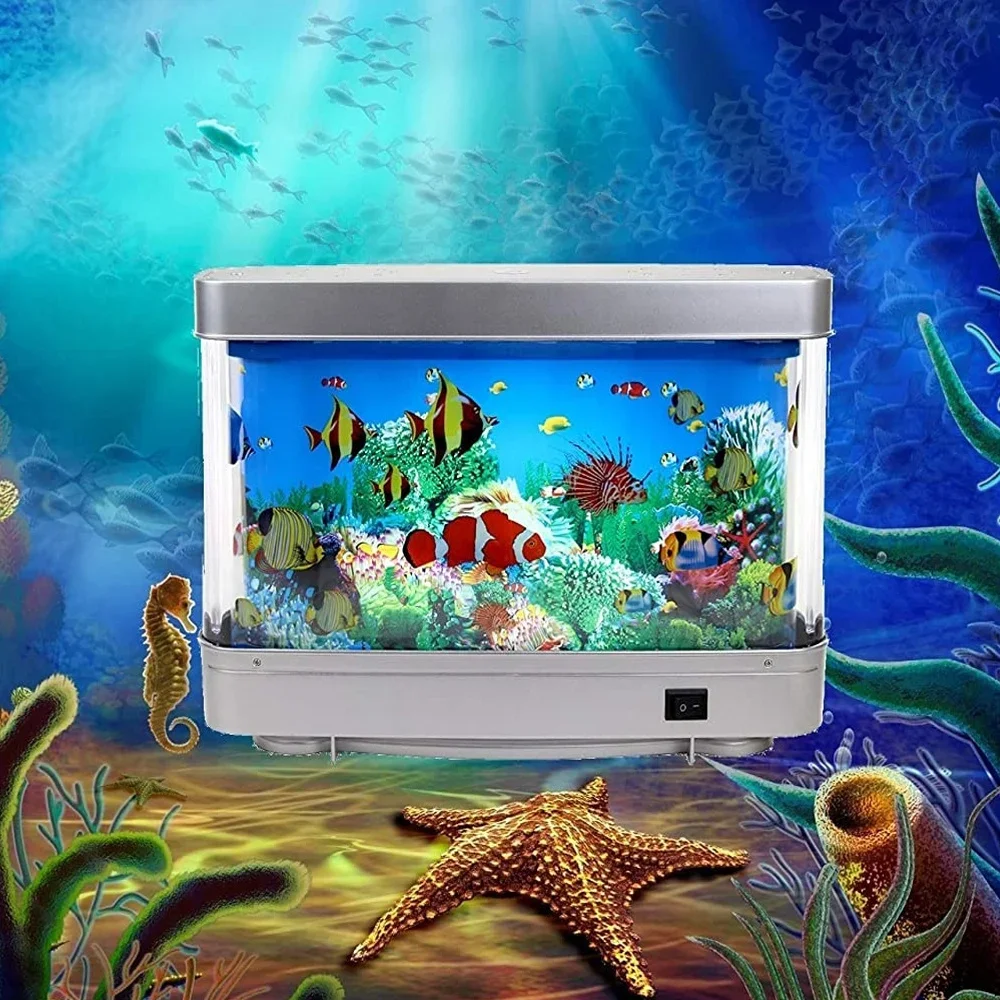 Led Fish Tank Lamp Sea View Fish Creative Simulation Aquarium Underwater World Landscape Switch for Living Room Decoration