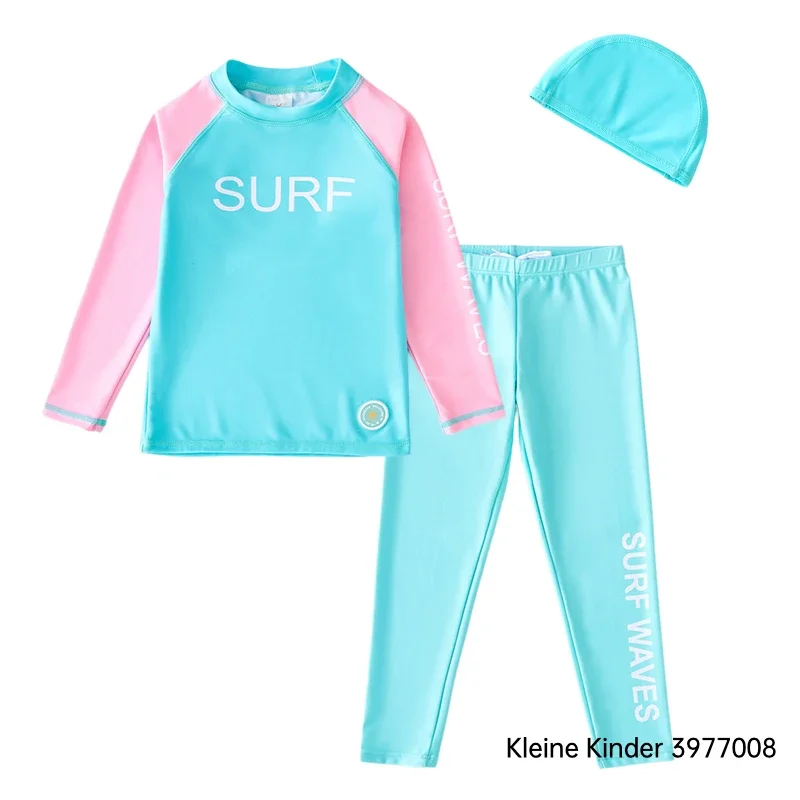 Children's Swimwear Long Sleeve Rash Guard Swimming T Shirt Surf Pants Set UPF50 UV Protect Swimming Bathing Suit for Boys Girls