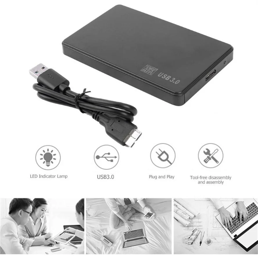 2.5 Inch USB 3.0 Hard Drive Case SATA HDD SSD Enclosure External Storage Mobile Hard Drive Disk 5Gbps Box for Laptop Smartphone