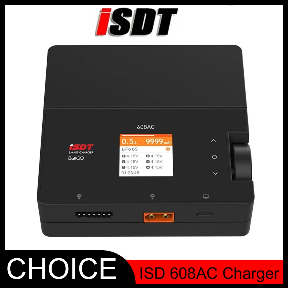 

ISDT 608AC BattGo AC 60W/DC 200W 8A Интеллектуальное зарядное устройство для зарядки и разрядки со съемным источником питания