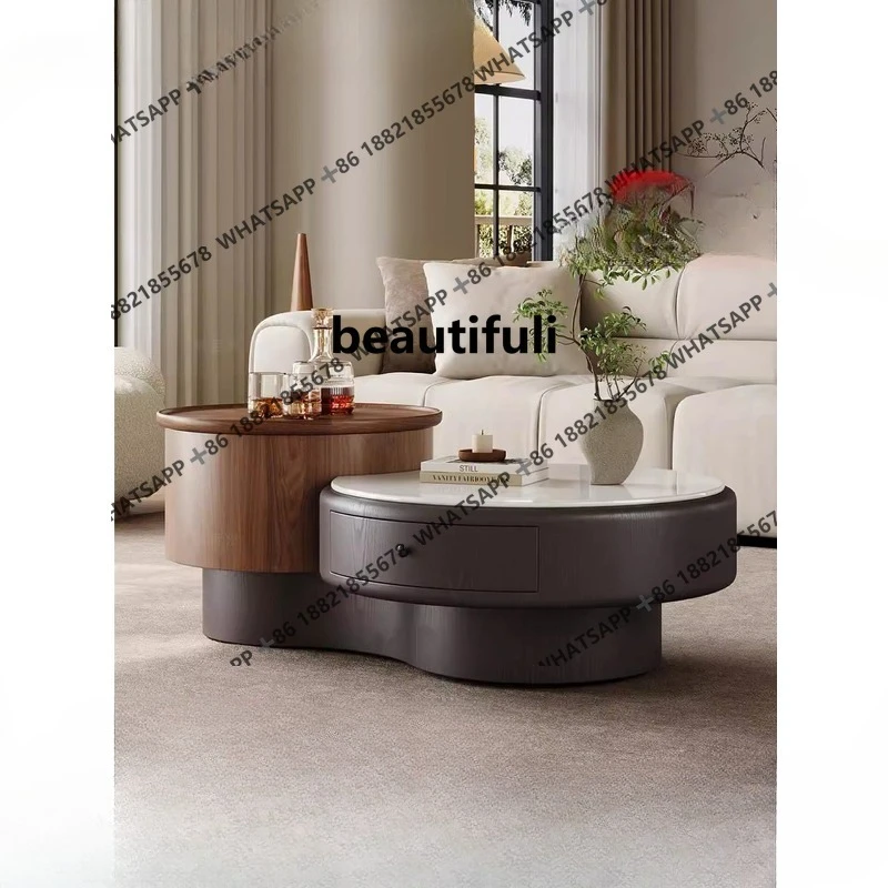 

Italian minimalist coffee table light luxury living room home new round marble coffee table