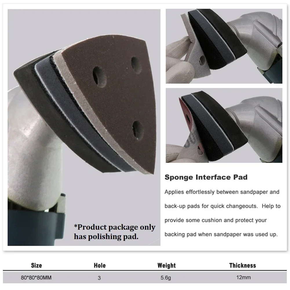 80x80x80mm 3 lubang Hook & Loop dukungan Pad Polishing Disc untuk Orbital Sander spons antarmuka lembut bantalan amplas