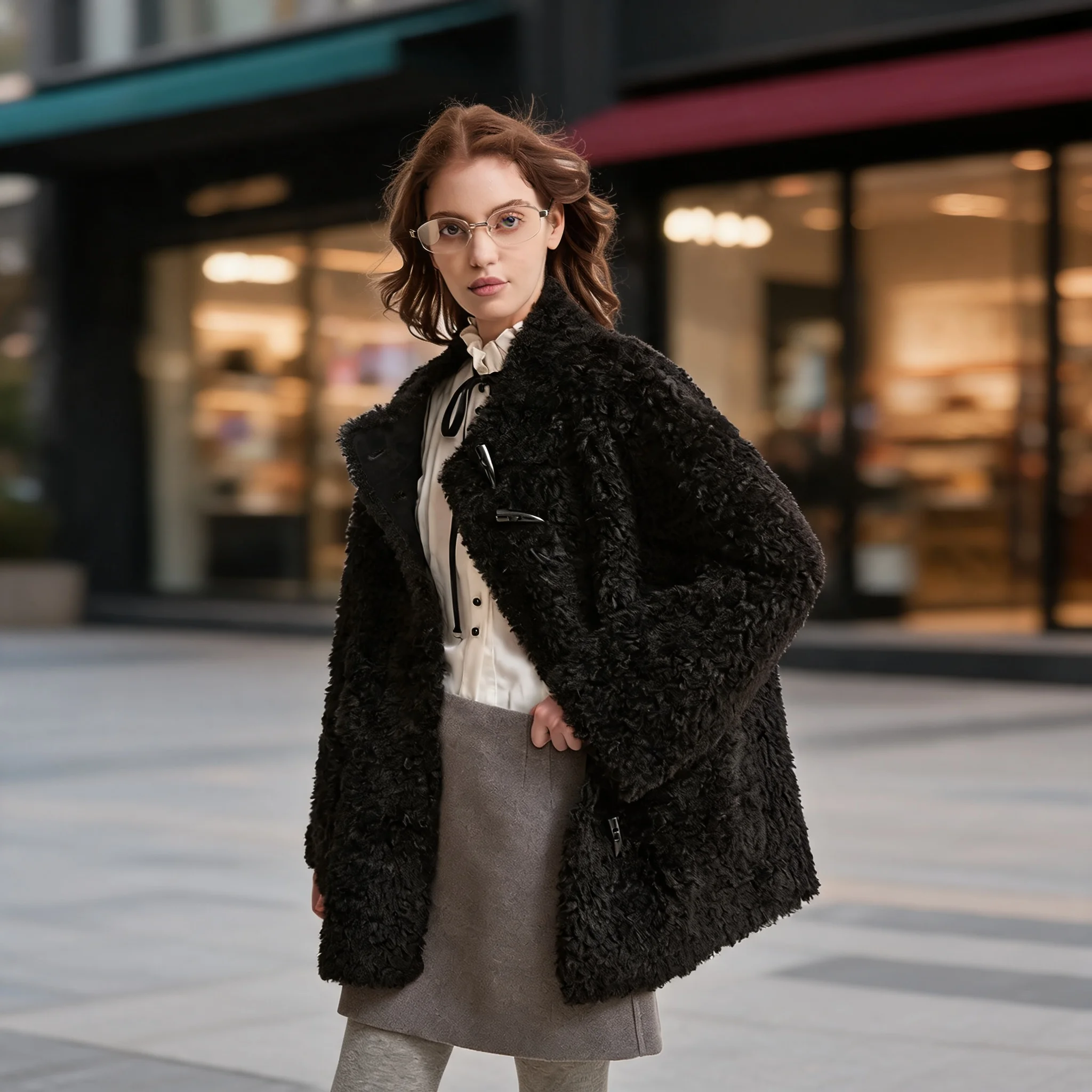 Loose Fit Thick Coat with Japanese Korean Casual Winter Women Jacket Stand Collar Long Sleeve Single Mid Long Length Pocket