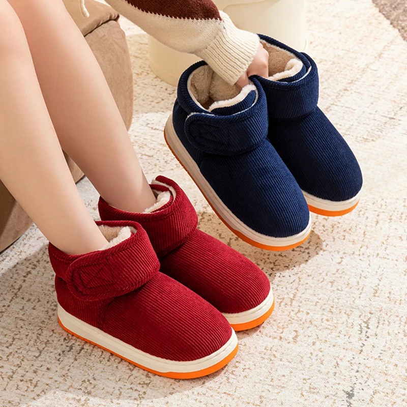 

Warm Thicken Plush Indoor Cotton Shoes Women 2025 Winter Comfort Soft Thick Bottom Home Slippers Woman Non Slip Flat Ankle Boots