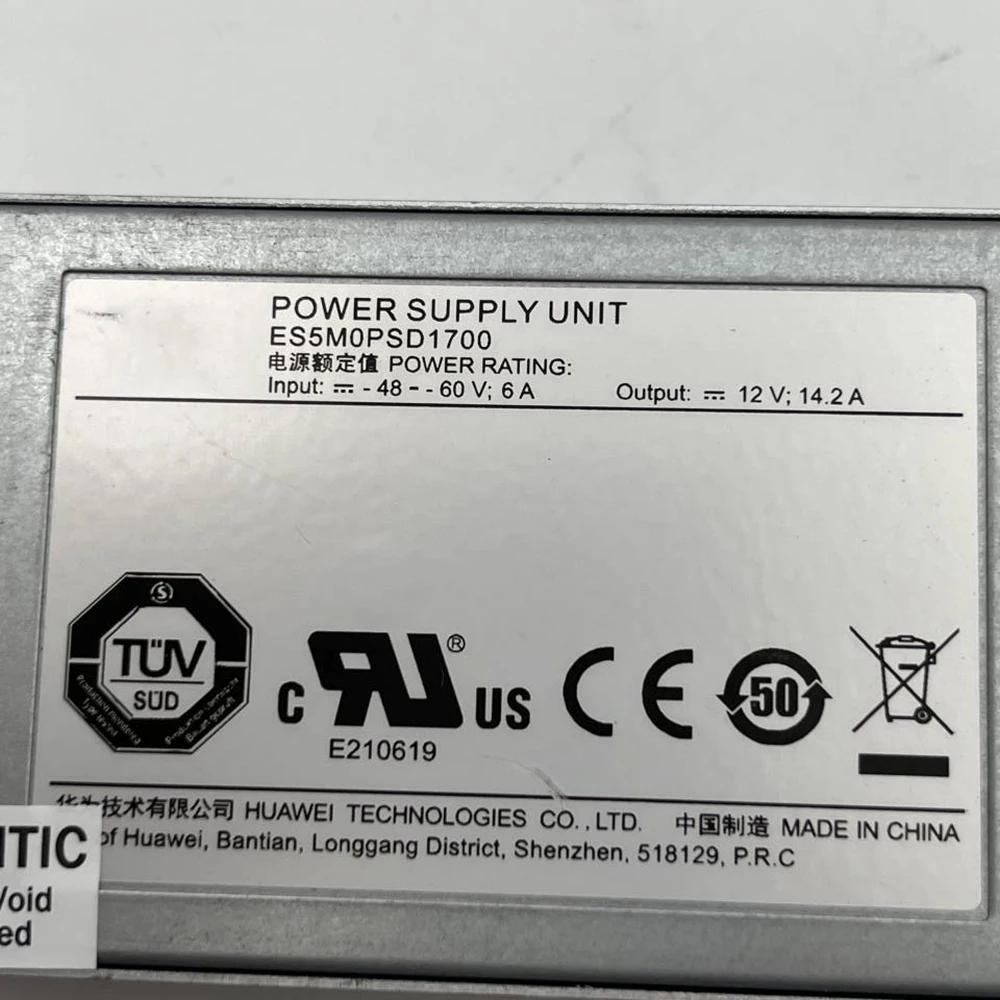 Interruptores do módulo de alimentação DC para Huawei S5700 série 170W ES5M0PSD1700