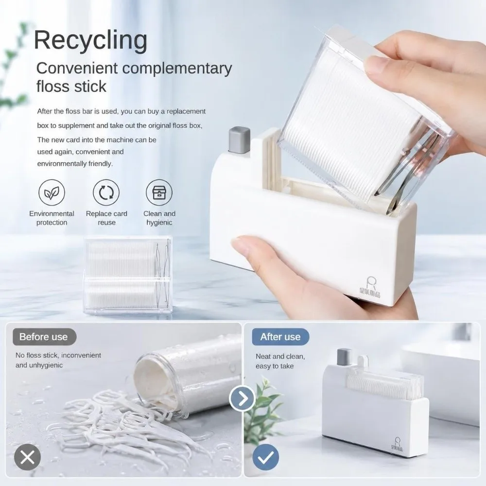 Durable Automatic Pop-up Dental Floss Dispenser Refillable Dustproof Floss Storage Box Floss Container Home