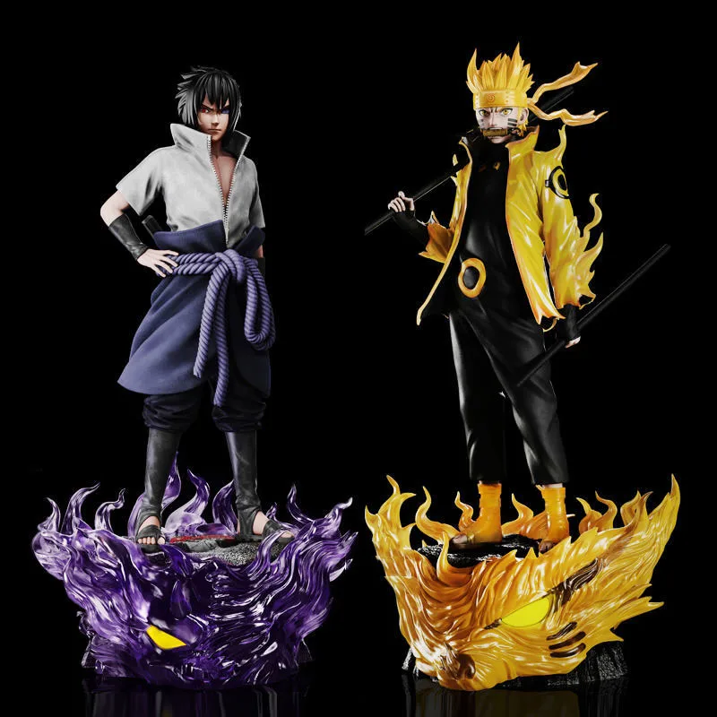 40cm Anime Naruto Figures GK Uchiha Sasuke Uzumaki Naruto Action Figure PVC Decoration Collection Model Toys for Gifts