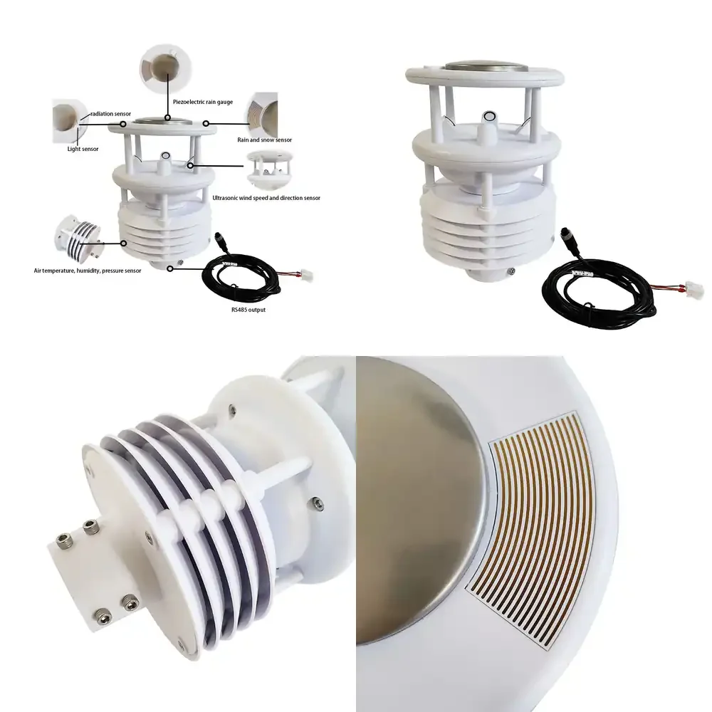 

Ultrasonic Wind Speed and Direction Temperature Humidity Pressure Light Radiation Rainfall Rain Snow All-In-One Weather