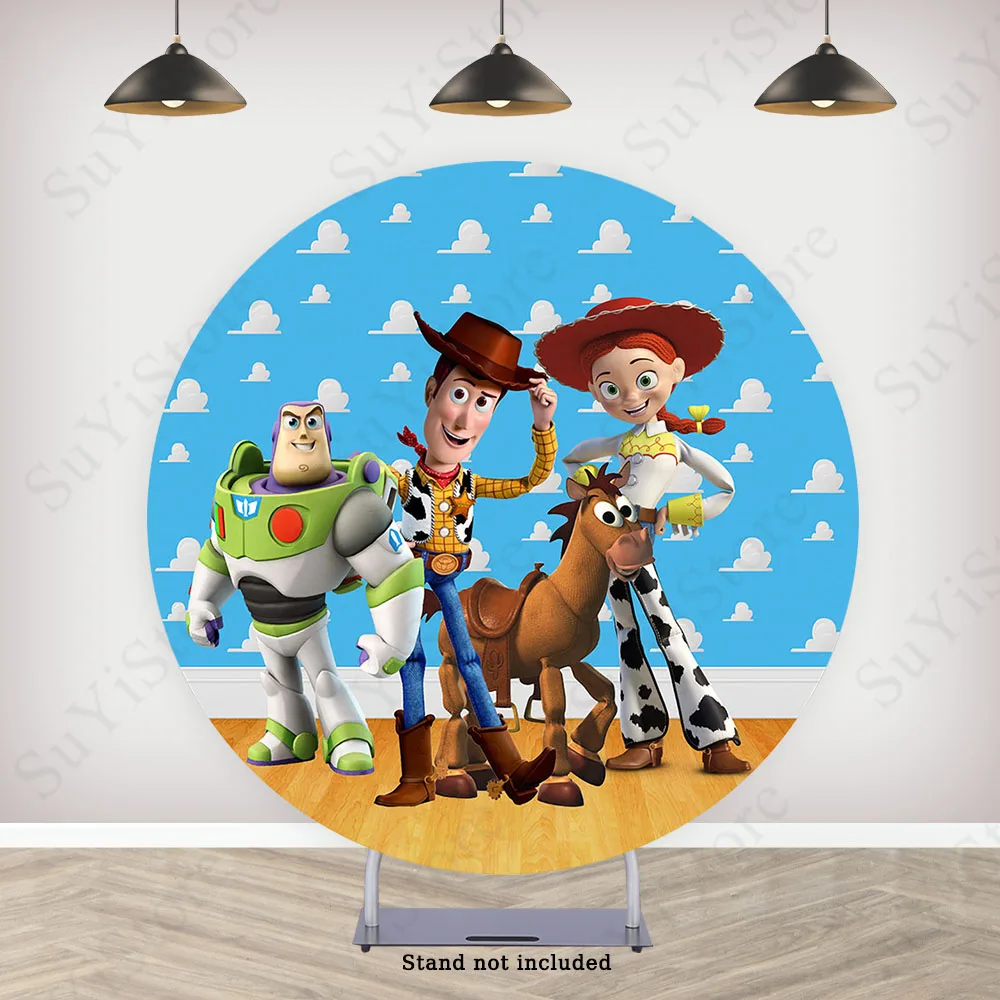 Toy Story Round Backdrop Cover Kids Birthday Baby Shower Circle Photography Background Booth Photo Props Banner