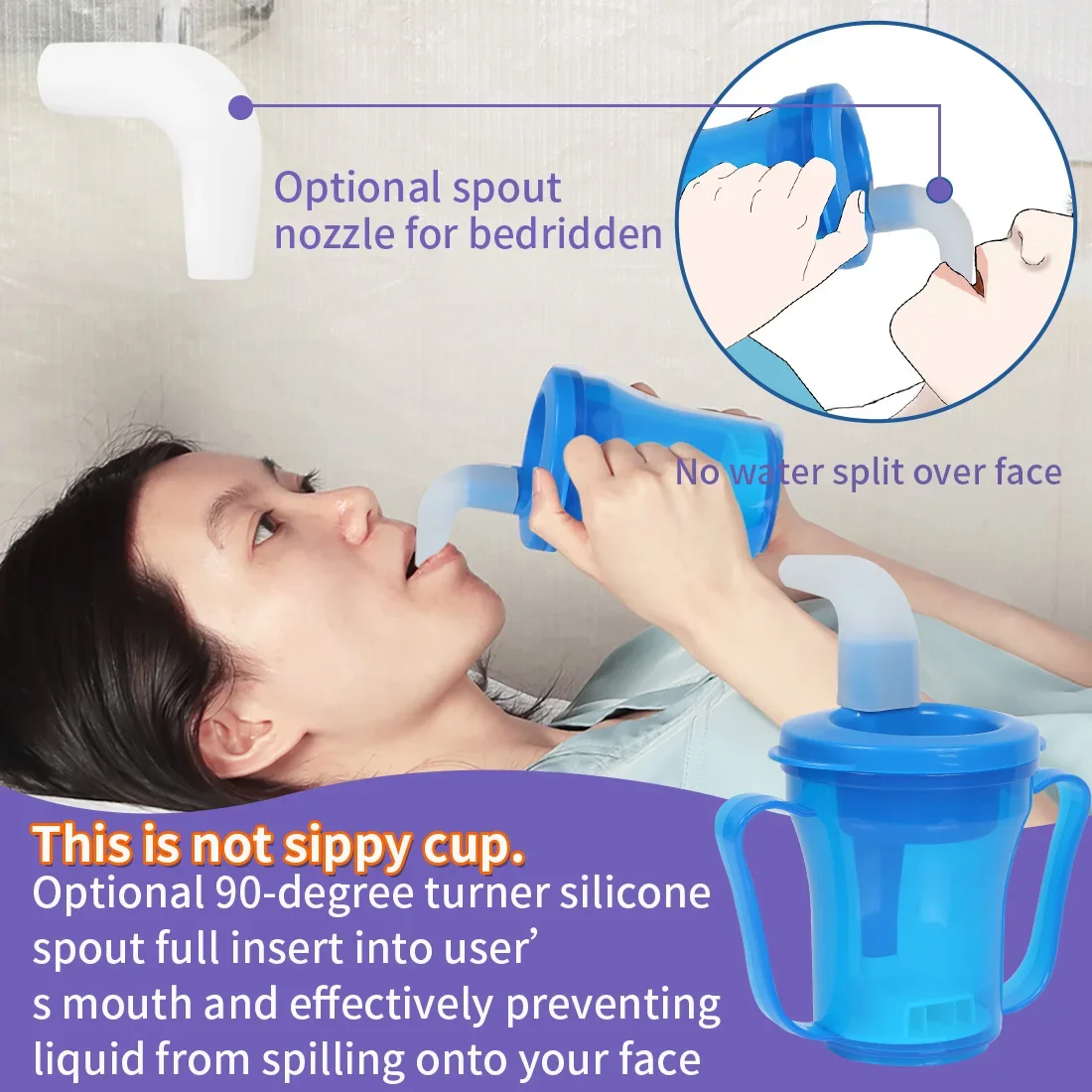 Ehucon Elderly Drinking Cup Dysphagia Dementia Disabled Bedridden People Spill Proof Prevent Choking Mug 5cc 10cc Per Sip