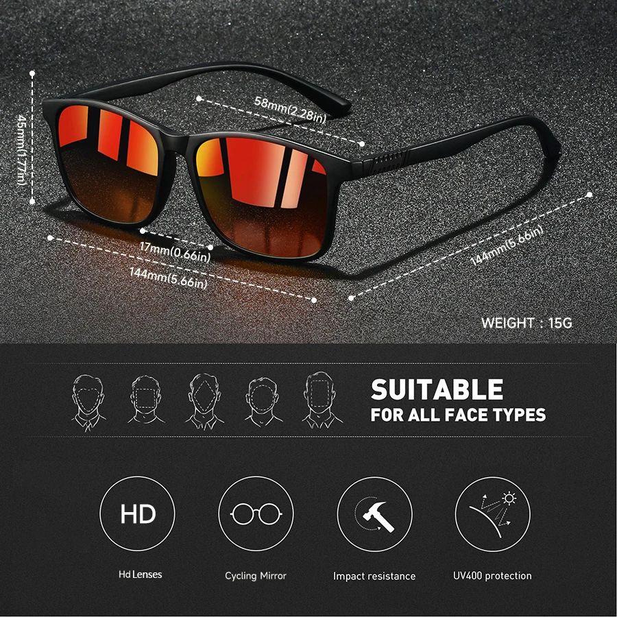 2 Pieces Fashion Vintage Square Sunglasses Men Women Fishing Driving Man Luxury Brand Designer Sun Glasses Anti-Glare Retro Eyew