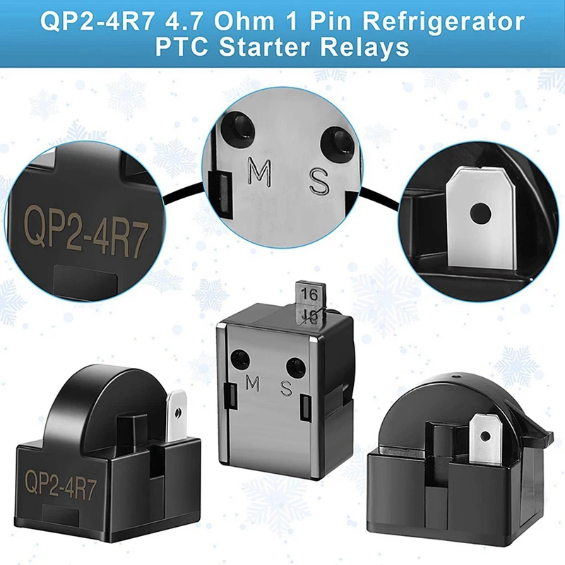 Arrancadores de refrigerador CKFAM-10X QP2-4R7 4,7 ohmios 1 pines relé de arranque PTC para refrigerador y protectores de refrigerador 6750C-0005P