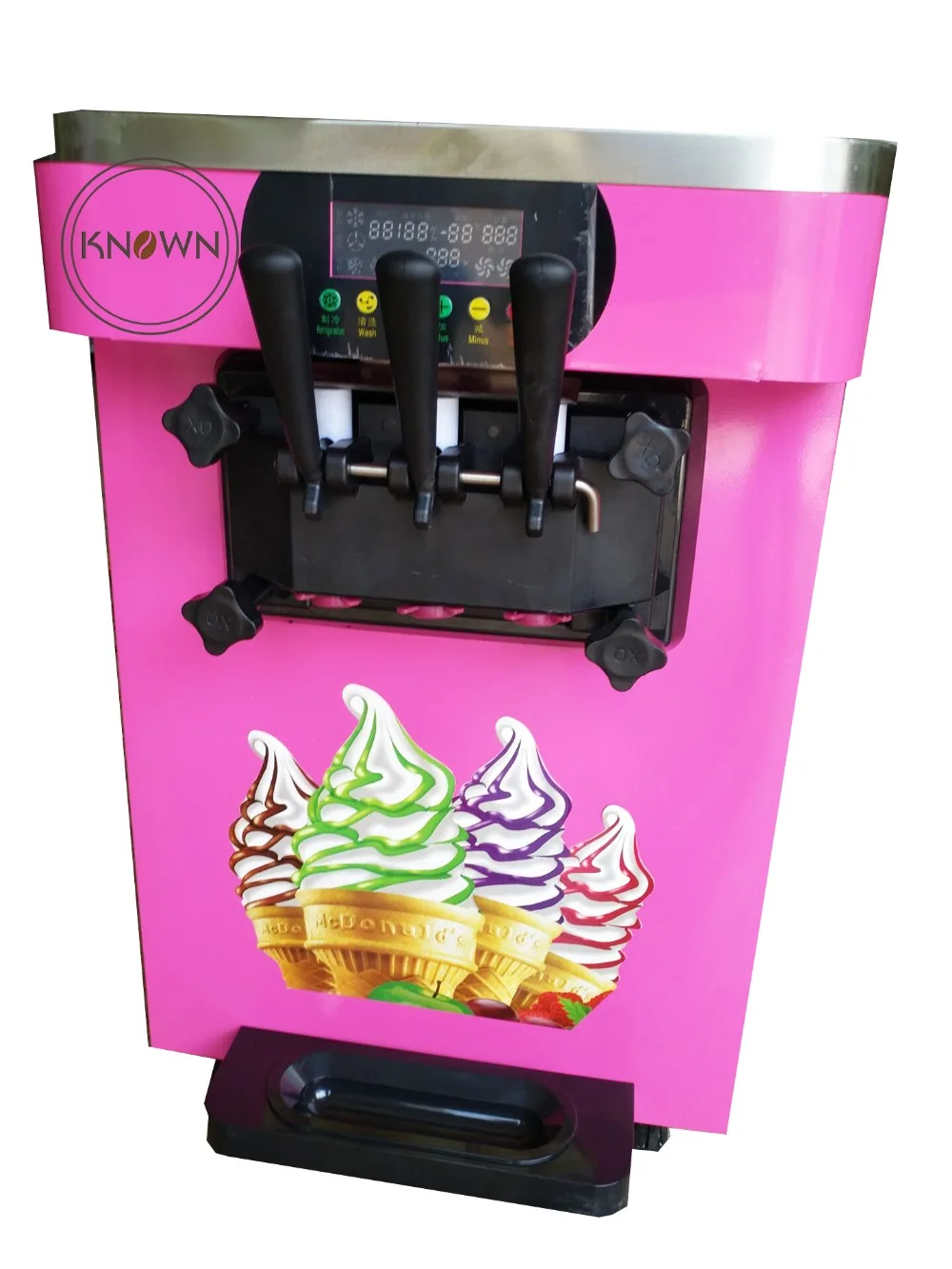 large capacity gelato table top mini soft ice cream milkshake vending machine 3 Flavors Ice Cream Maker 18-22L/H with Air pump