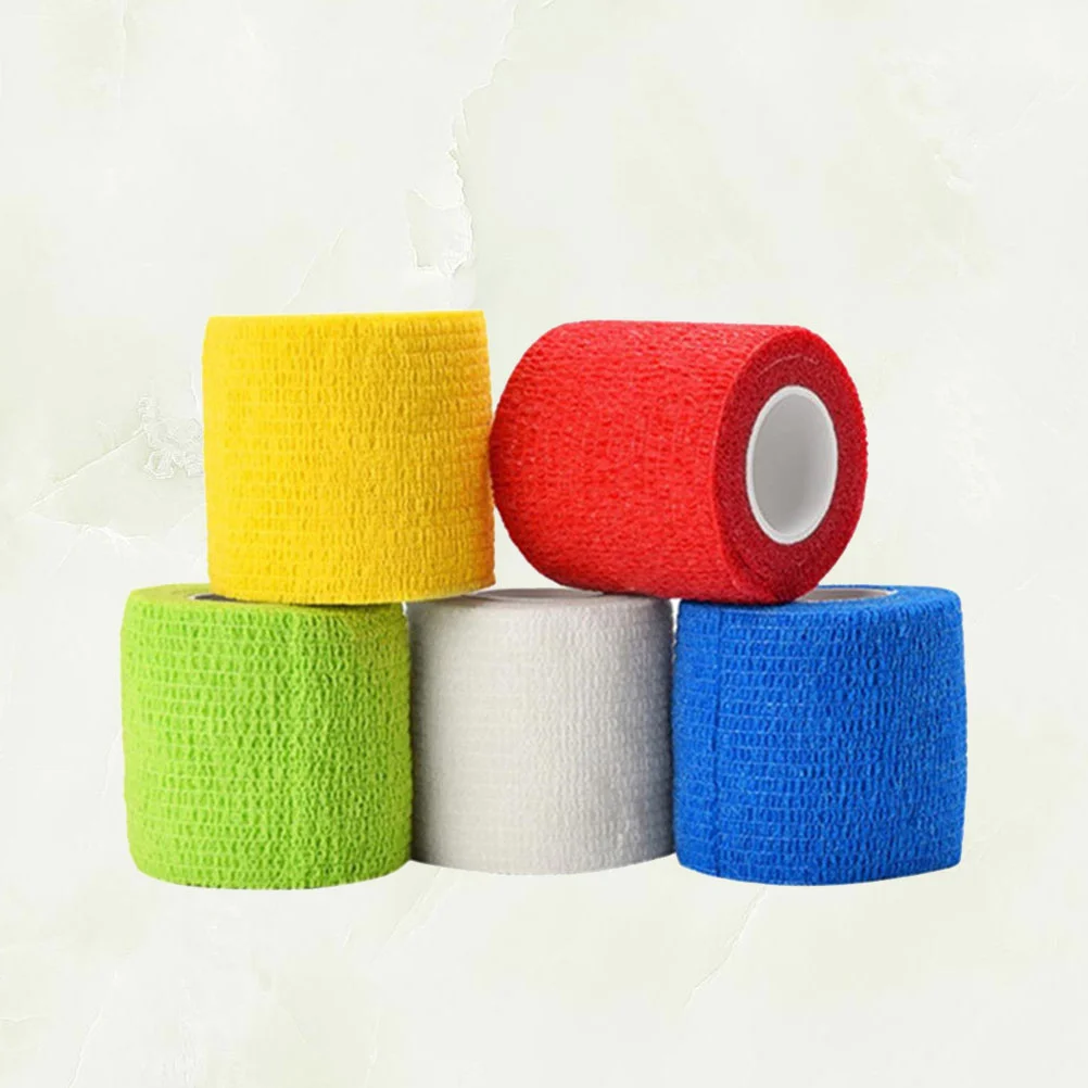 5 Rolls Elasticity Protection Cohesive Bandages for Pets Injury Cloth 450*5cm Tape